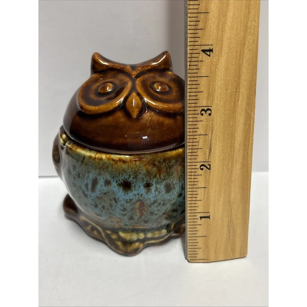Owl Ceramic Ashtray Fairy Garden glazed glossy finish 4 inches tall K Cool brand